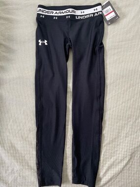 UNDER ARMOUR GIRLS FITTED PANTS BLACK SIZE YOUTH XS NWT